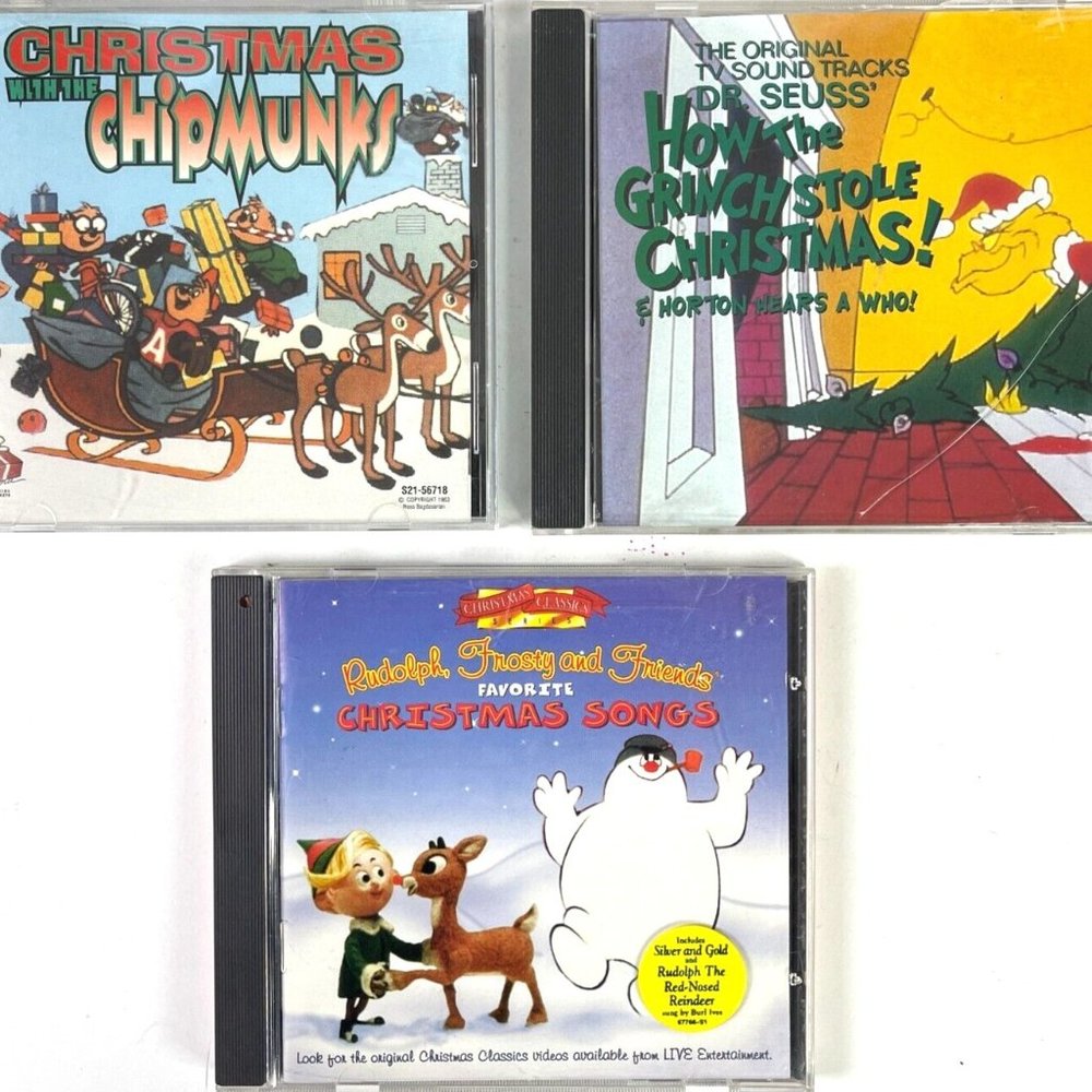 Christmas TV Specials Grinch Chipmunks Rudolph Frosty 3 CD Bundle